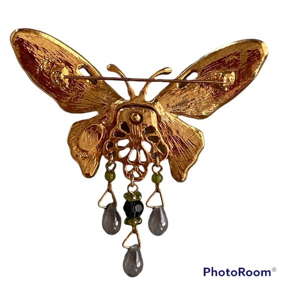 Kirks Folly Collectible Butterfly With Enamel AB Rhinestone Brooch - Picture 4 of 12